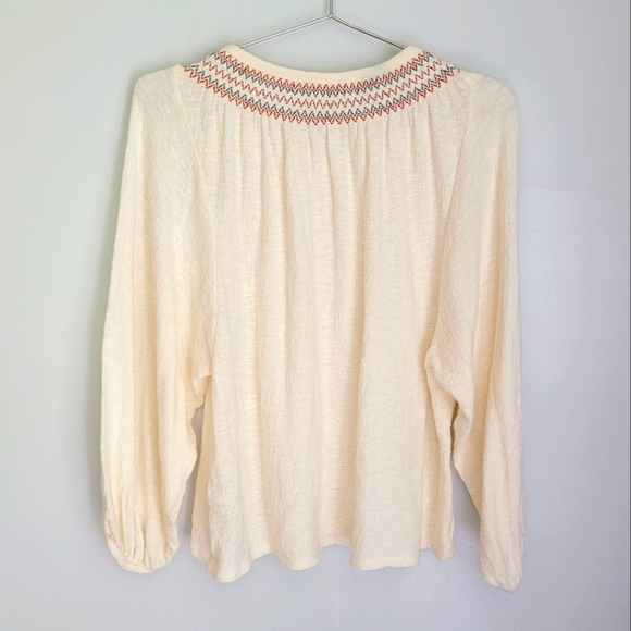Madewell | Ivory Colored Long Sleeve Jacquard Embroidered Top - Picture 3 of 5